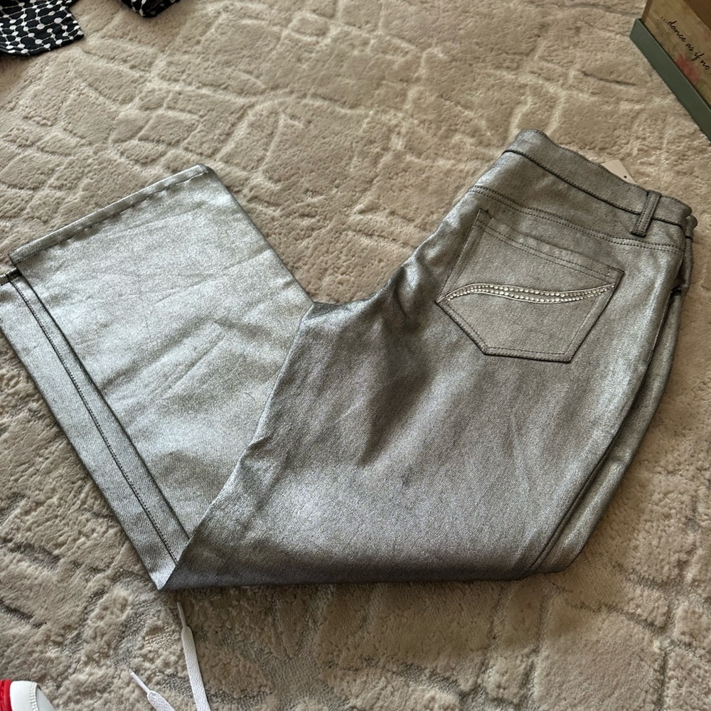DG2 Silver and Rhinestone Jeans Size 14P (Fits like 12P)